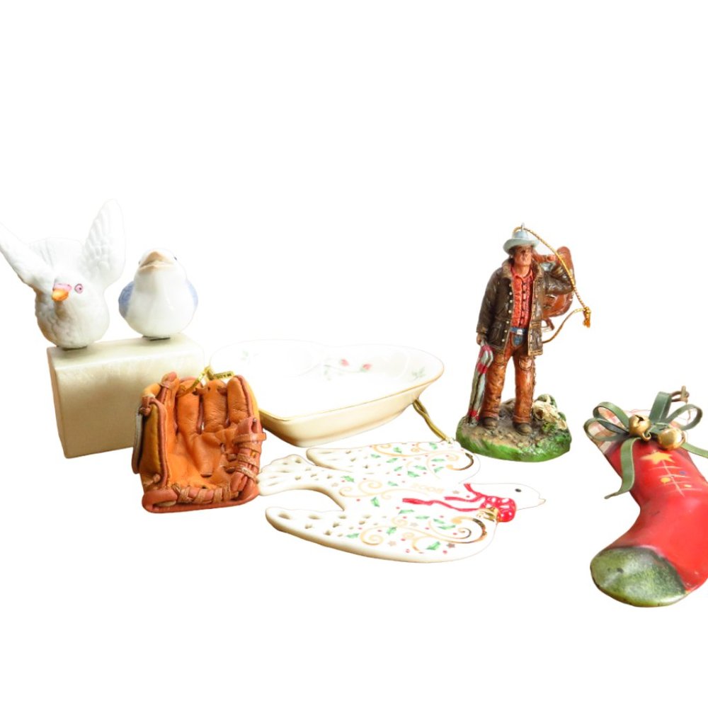 Bundle Of Christmas Joy 6 Tree Ornaments & Heart Shaped Dish
